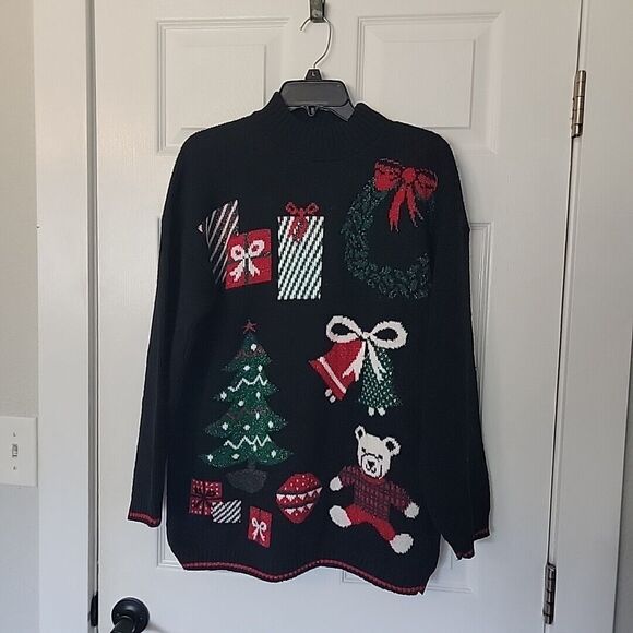Nut Cracker Christmas Pullover Knit Mock Neck Sweater ~ Sz M ~ Black - Picture 2 of 5
